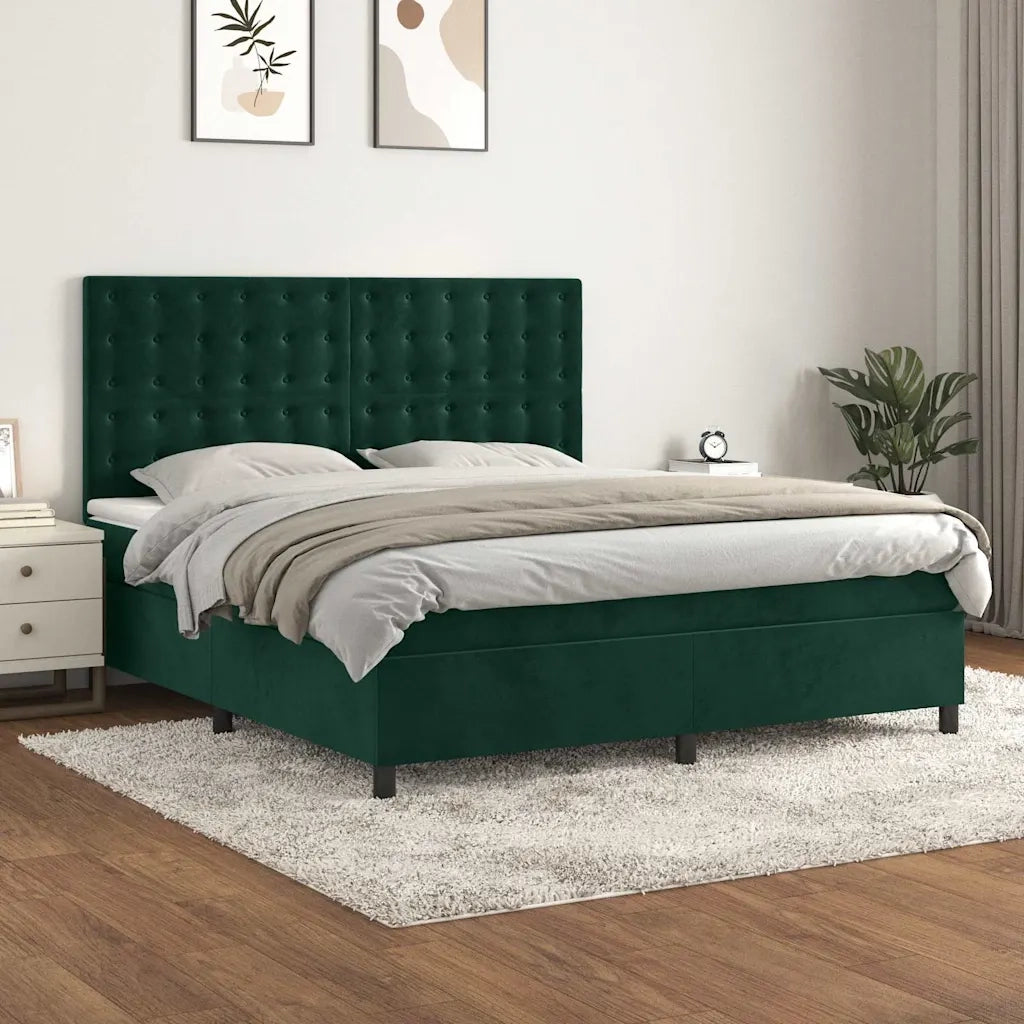 Giroletto a Molle con Materasso Verde Scuro 180x200 cm Vellutocod mxl 123768
