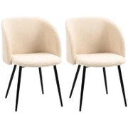 Set di 2 Sedie da Pranzo con Schienale in Tessuto Effetto Lana, Gambe in Acciaio, 55 x 62 x 80 cm, Beige e Nero