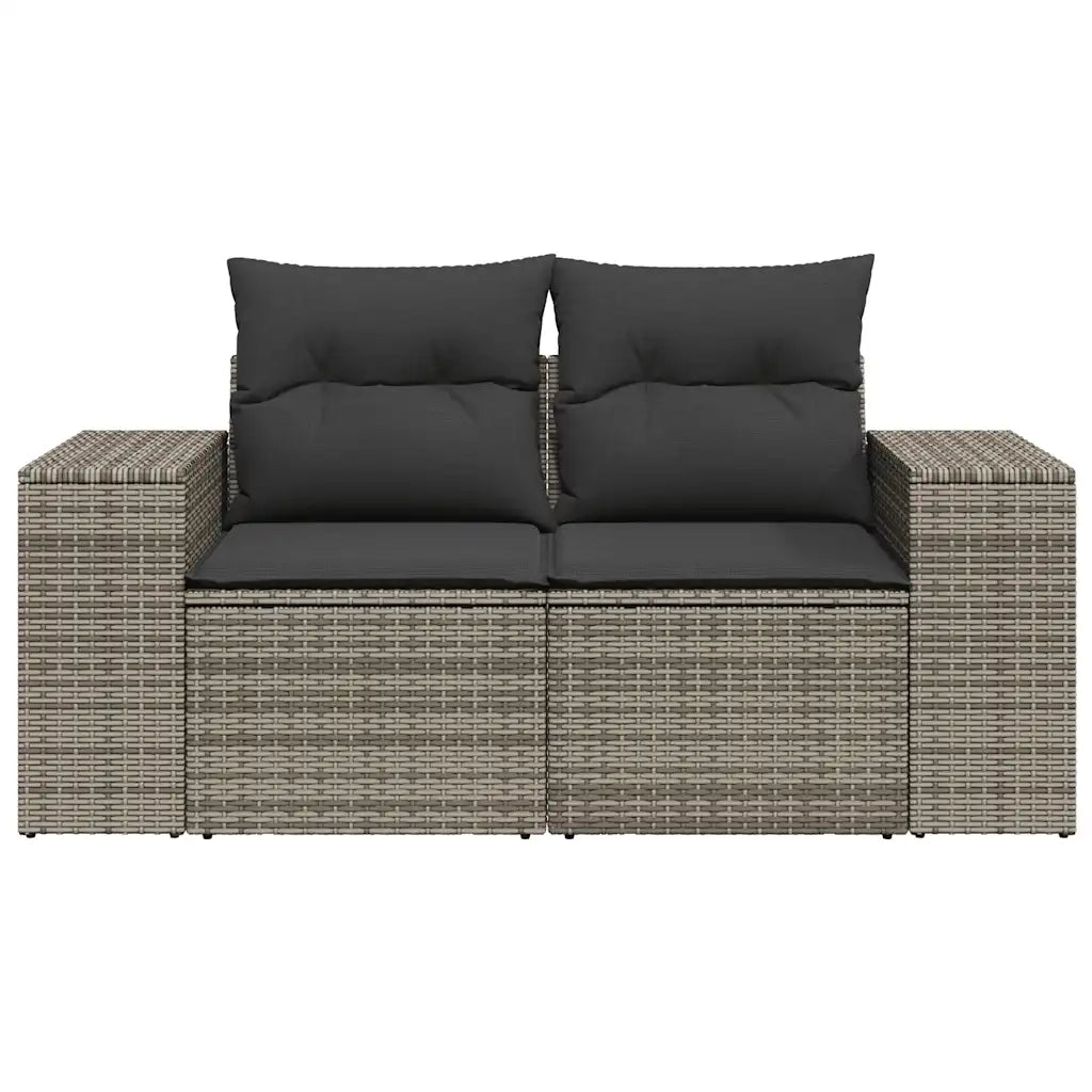 Divano da Giardino con Cuscini 2 Posti Grigio in Polyrattan 366125
