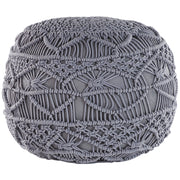 Pouf lavorato a maglia Poggiapiedi rotondo intrecciato all'uncinetto in cotone grigio