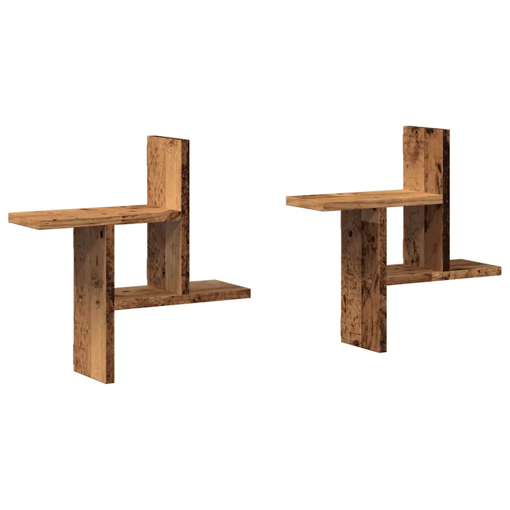 Mensole da Parete 2pz Legno Vecchio 38x12x38 cm in Truciolato