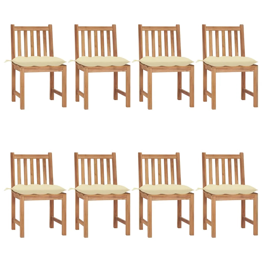 Sedie da Giardino con Cuscini 8 pz in Legno Massello di Teak cod mxl 13022