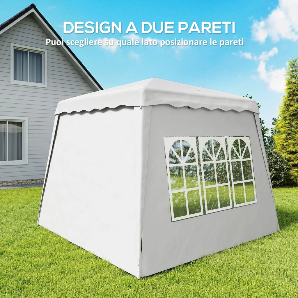 Gazebo da Giardino Pieghevole ad Altezza Regolabile in Acciaio e Tessuto Oxford, 2.4x2.4x2.5m