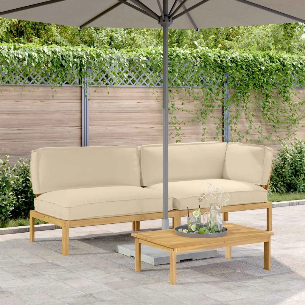 Set di divani con cuscino 3 pcs Beige Legno di Acacia Massello 3418307