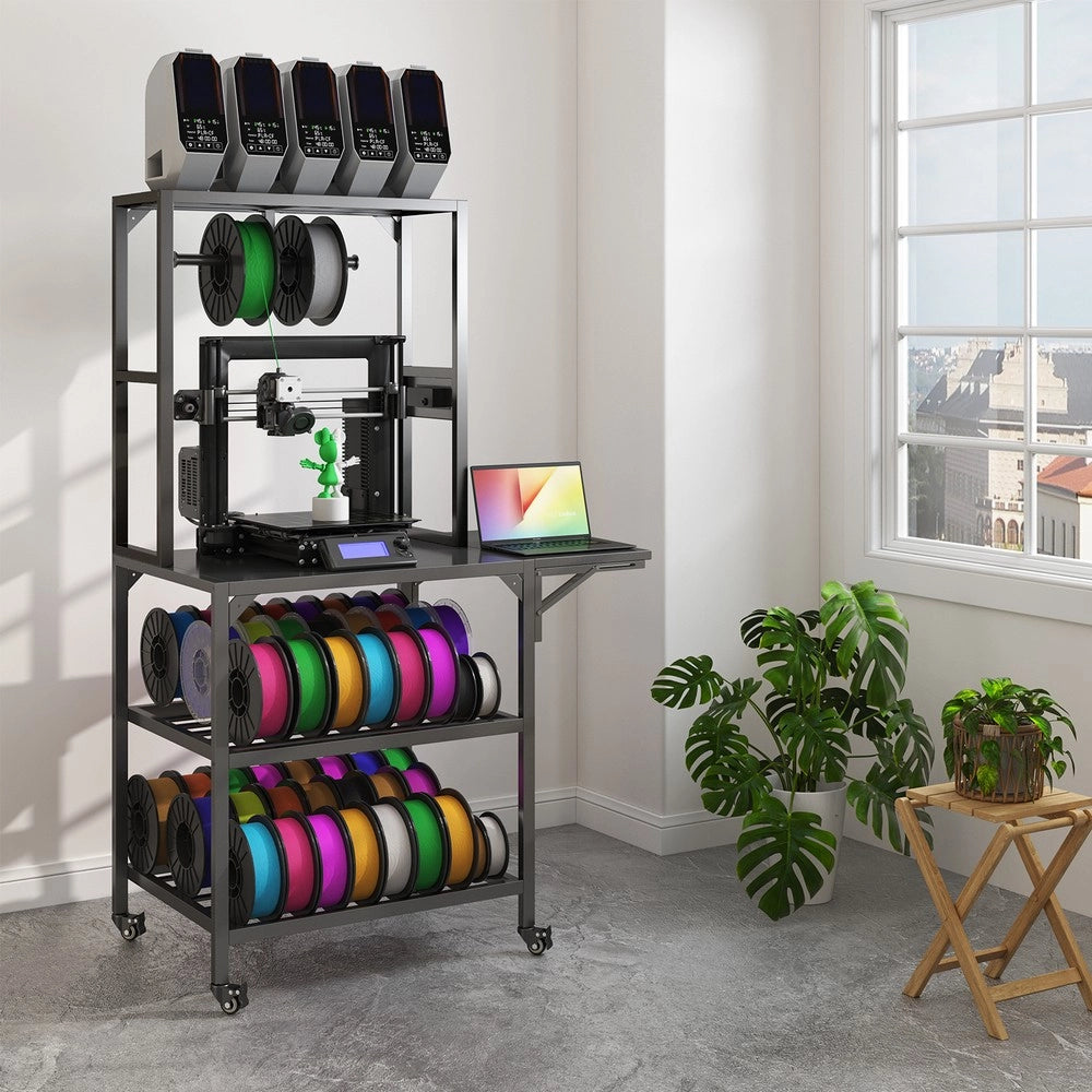 Supporto per Stampante 3D con Ripiano Filamento e Ruote ¨C Xylo ¨C Piano da Lavoro