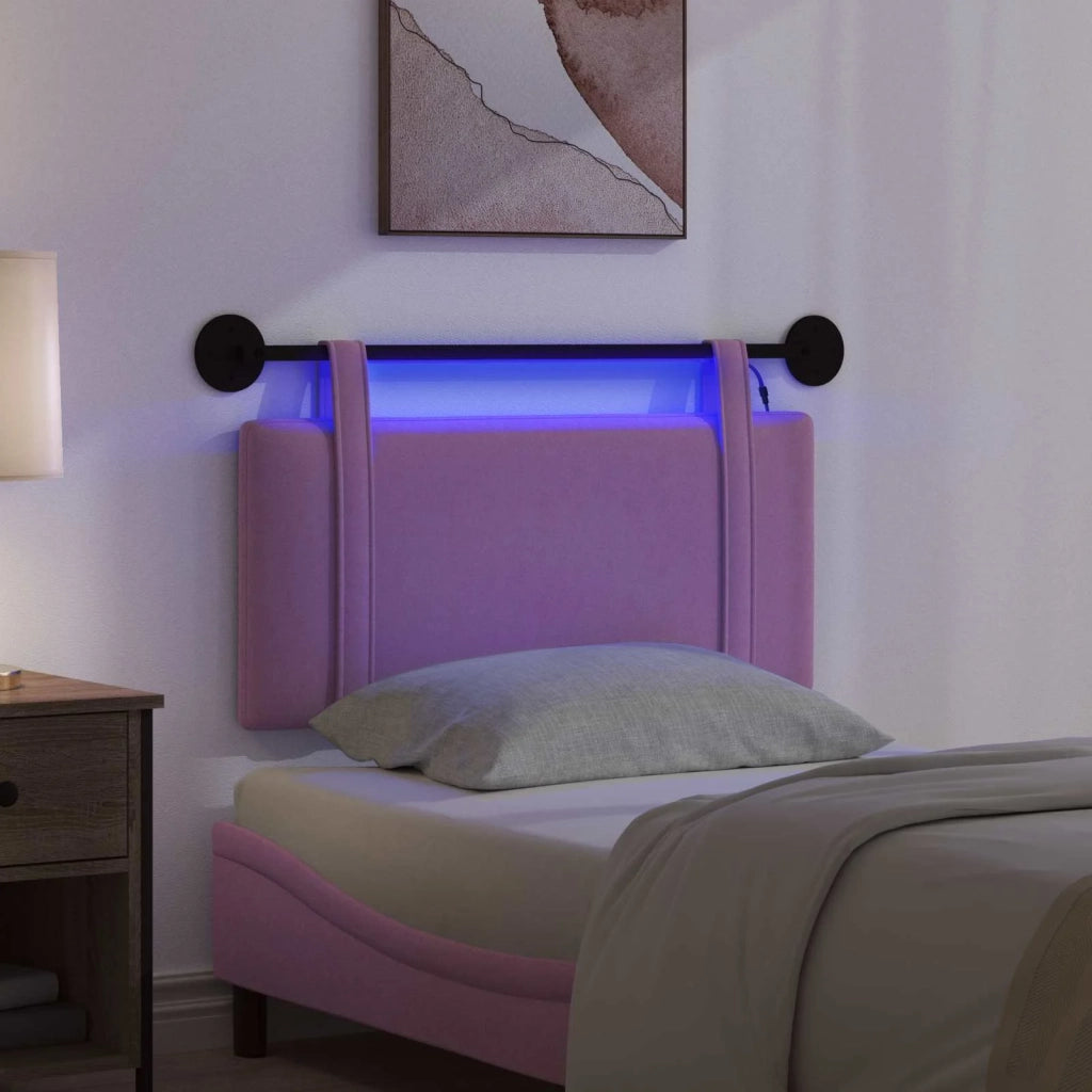 Testiera | Testata sospesa Con luce LED Rosa Tessuto