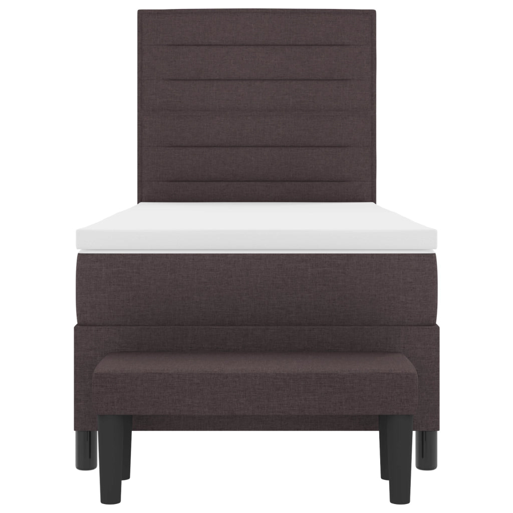 Letto Box Spring con Materasso e Panchina Marrone Scuro 90x200 cm Tessuto