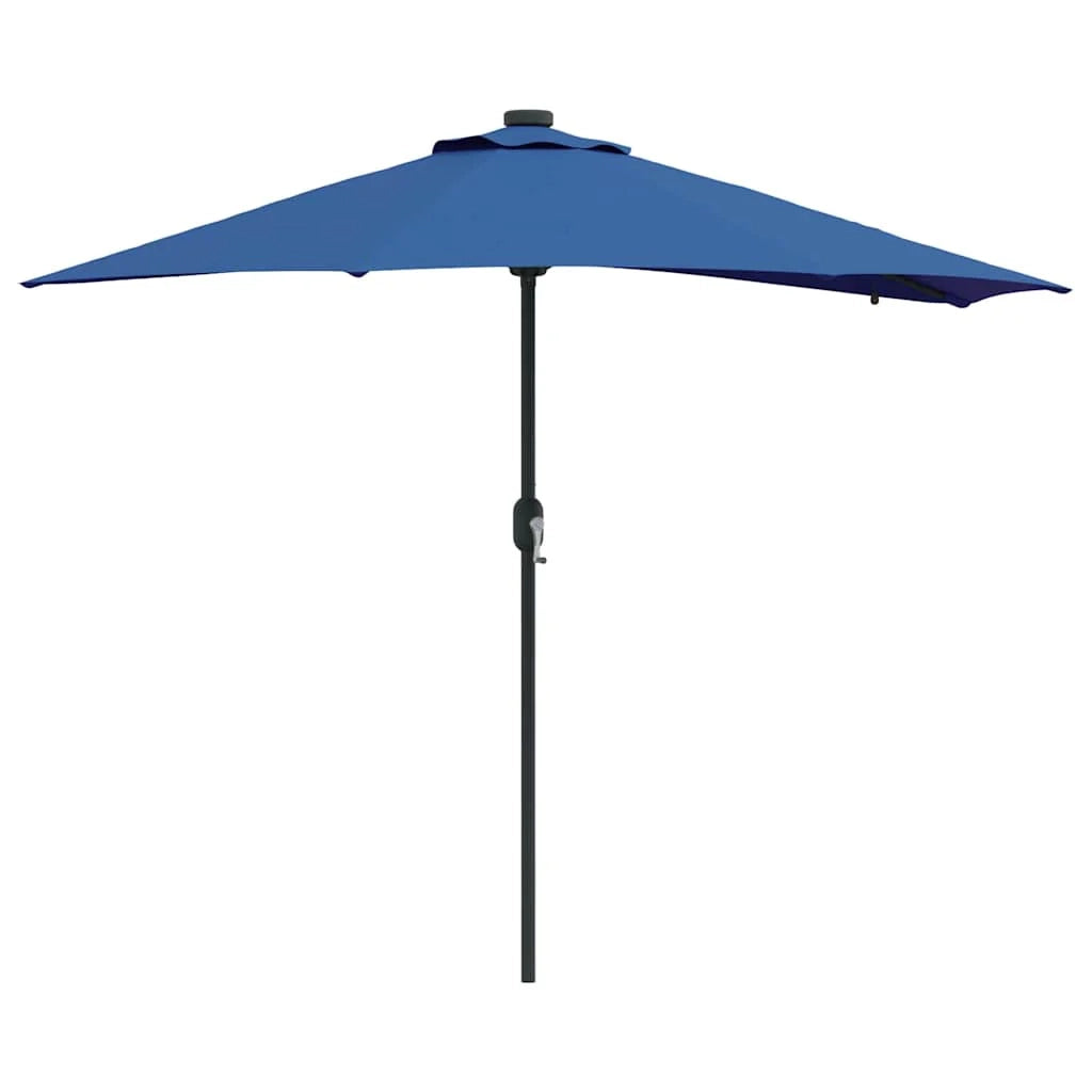 Ombrellone da giardino pieghevole moderno 294 x 150 x 223 cm con luci a LED stile sala da pranzo poliestere azzurro 02_0058665