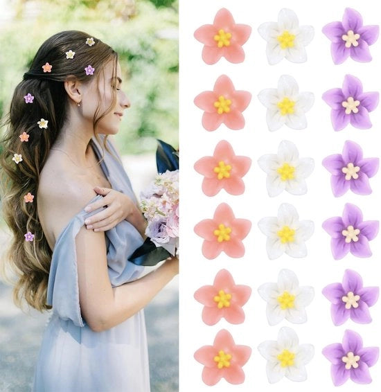 Spille per capelli a forma di fiore, 18 pezzi, miniatura, accessori per capelli per donne, spille per capelli per matrimoni, in ottone, leggero.