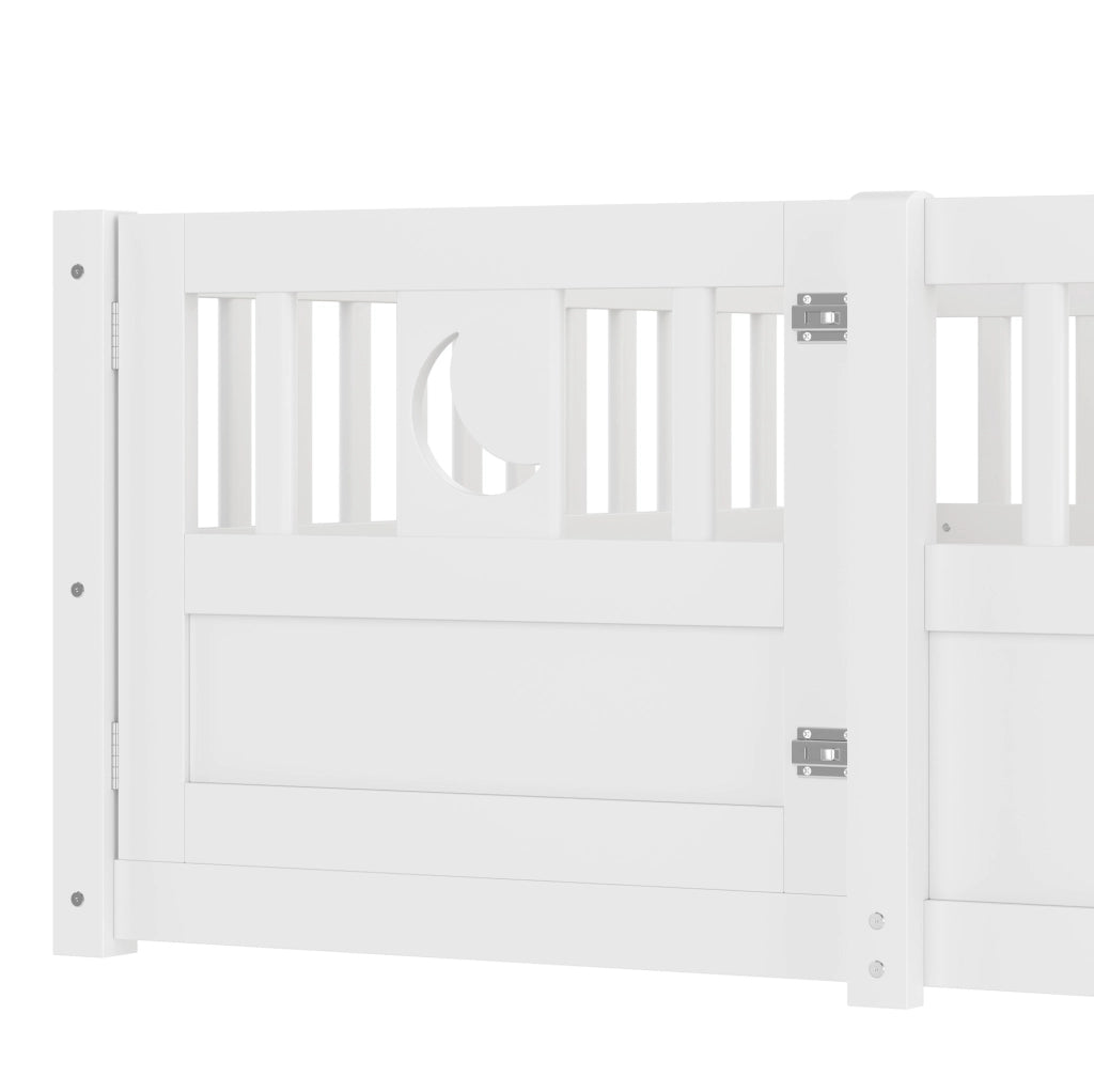Letto per bambini con sponde di sicurezza e decorazione luna e stelle, 140 x 190 cm, bianco