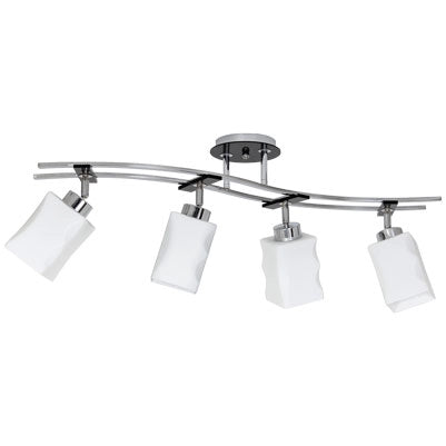 Plafoniera Luminex Derby cromo 4 luci vetro bianco E27