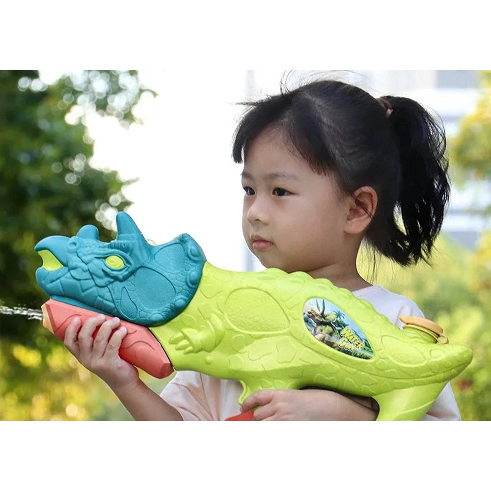 Trade Shop - Pistola Ad Acqua Per Bambini A Forma Di Dinosauro Triceratopo 28.5cm Gioco Estivo 618571 -