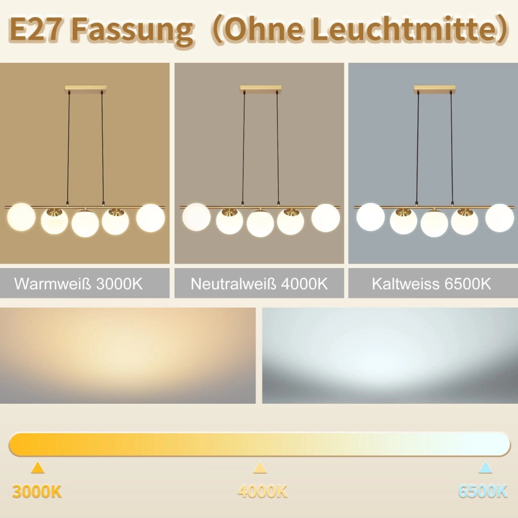 Lampada a sospensione ZMH vetro dorato diametro 90 cm altezza regolabile 150 cm E27 stile moderno