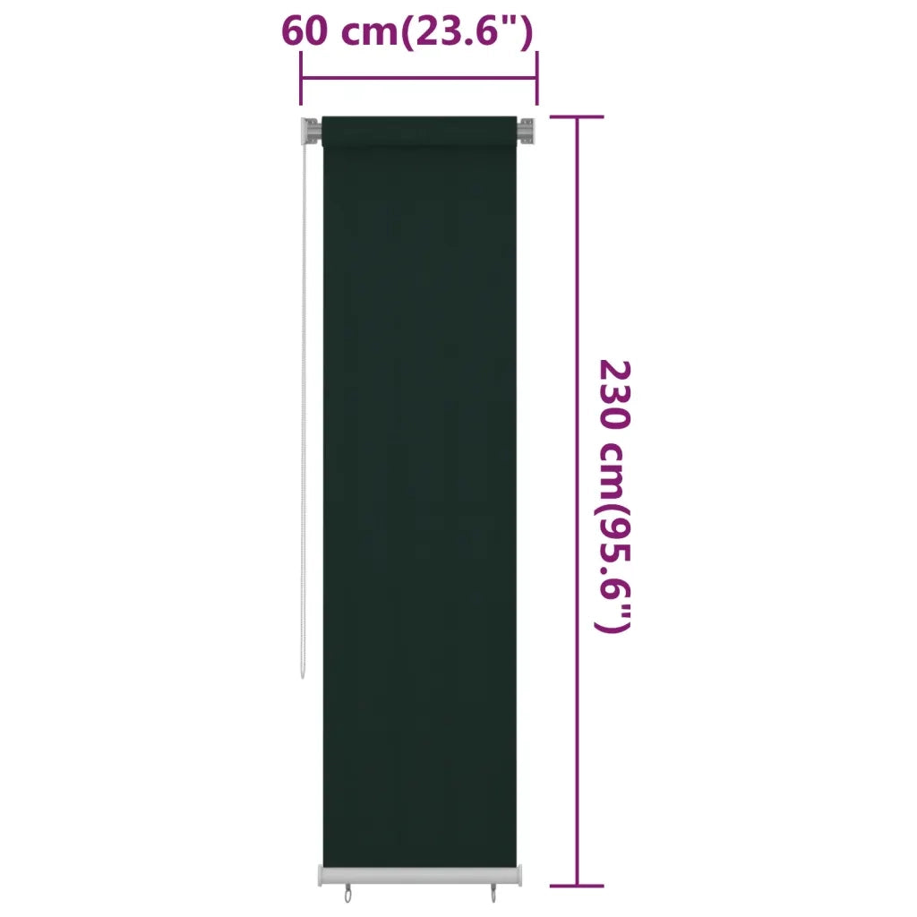 Tenda a Rullo per Esterni 60x230 cm Verde Scuro HDPE 312822