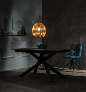 Lampada a Sospensione 35x35xH150 cm in Metallo Jaula Ottone Lucido