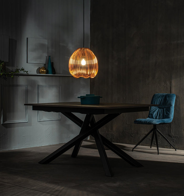 Lampada a Sospensione 35x35xH150 cm in Metallo Jaula Ottone Lucido