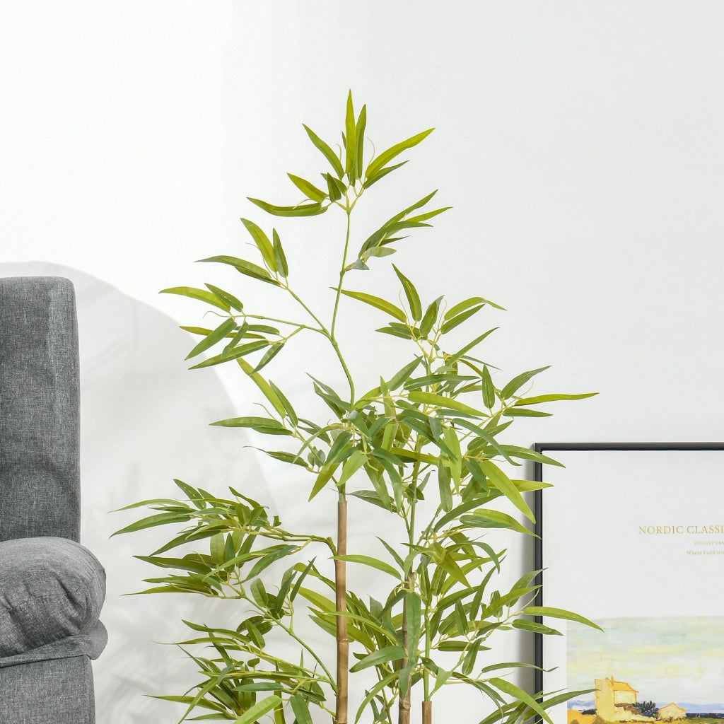 EasyComfort Pianta Artificiale di Bambù Alta 120cm con Vaso per Interno ed Esterno, Verde