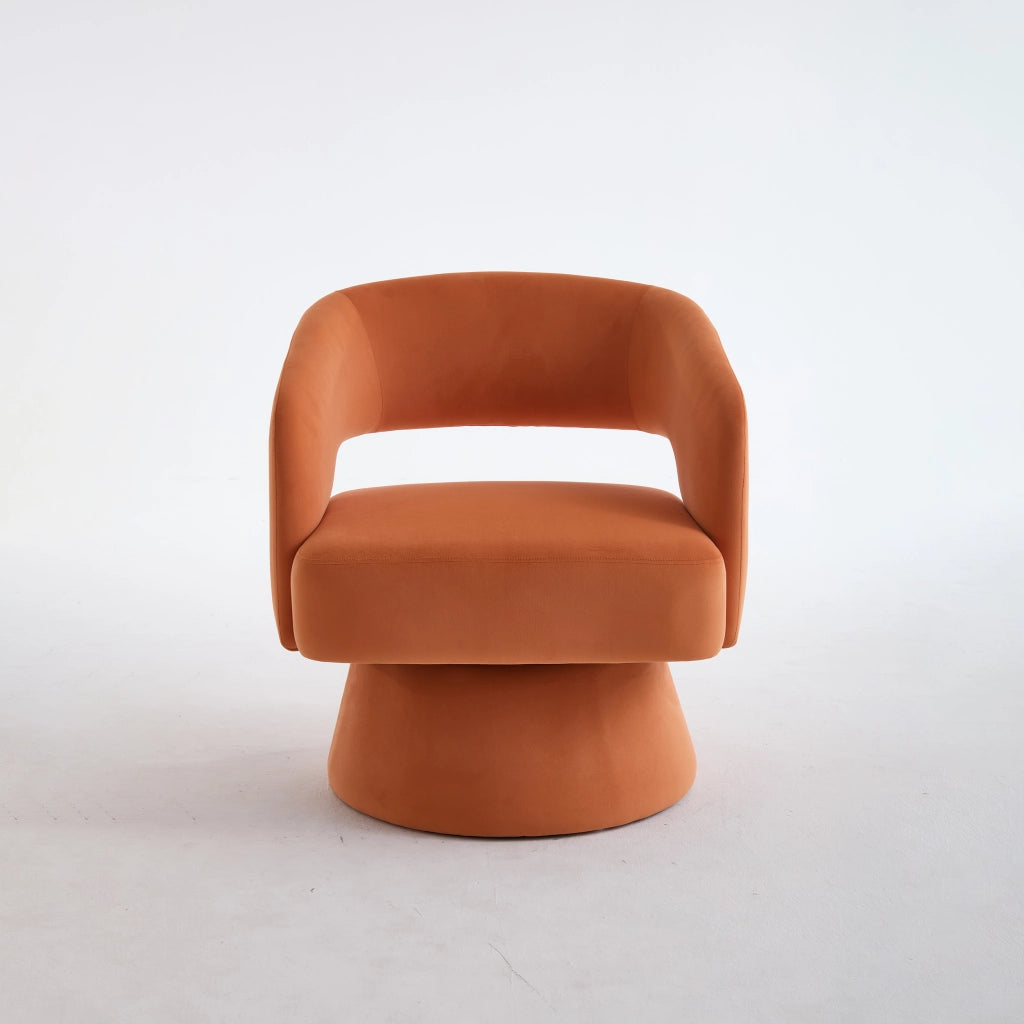 Poltrona Girevole 360¡ã in Velluto con Schienale Aperto ¨C MINIMAL ¨C Arancione