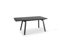 E-STYLO Tavolo allungabile con top marmo nero in ceramica e gambe in metallo bianco, 80cm X 140/200cm H. 76cm.