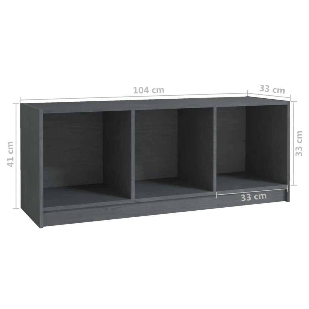 Mobile Porta TV-Mobile per TV-Credenza TV Grigio 104x33x41 cm in Legno Massello di Pino