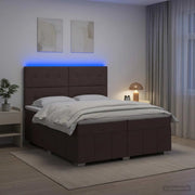 Letto Box Spring LED con Materasso Marrone Scuro 200 x 200 cm 3455685