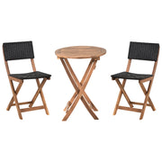 Set da giardino in legno di acacia marrone e nero pieghevole design a doghe