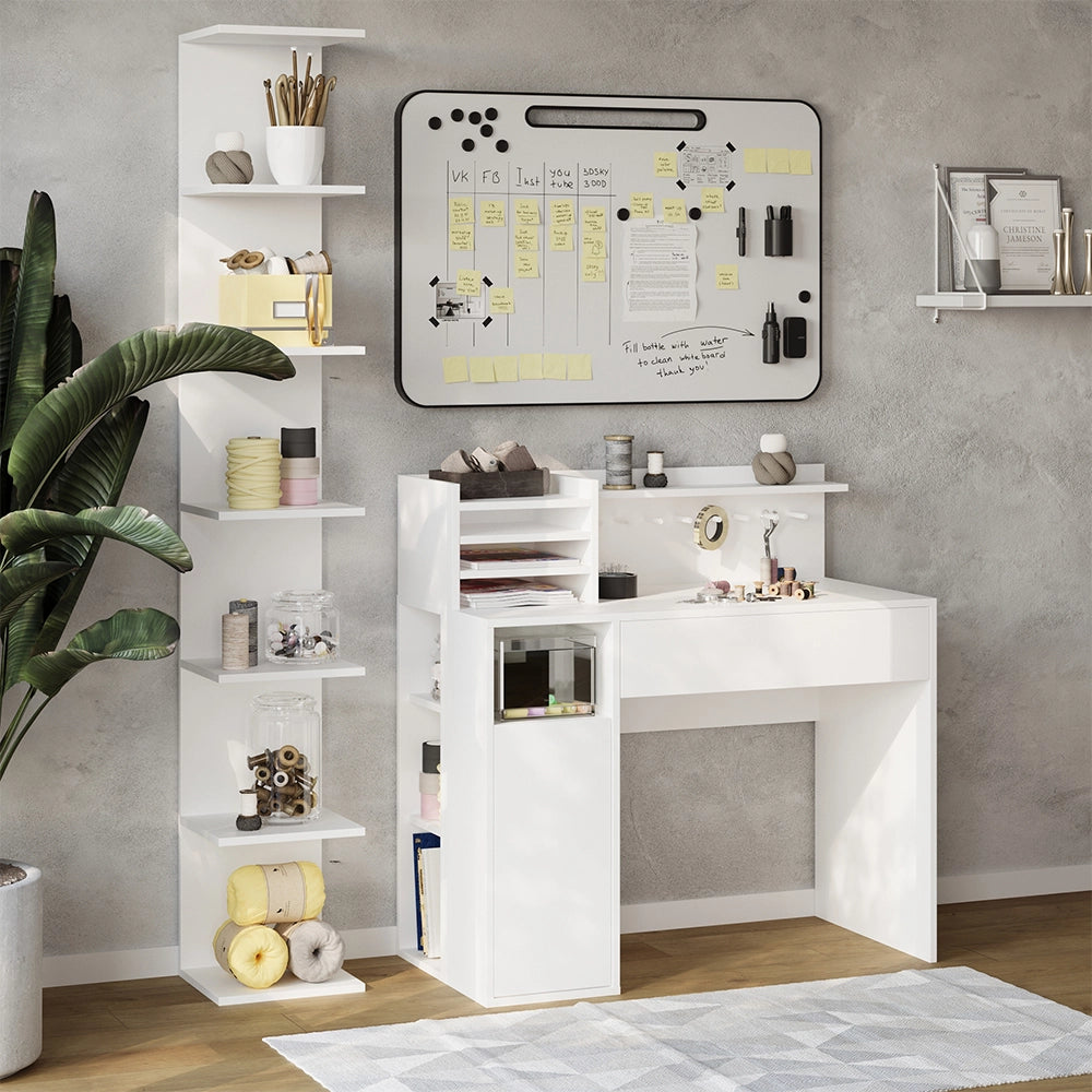 Vicco Scrivania Bianco 2 parti, con libreria
