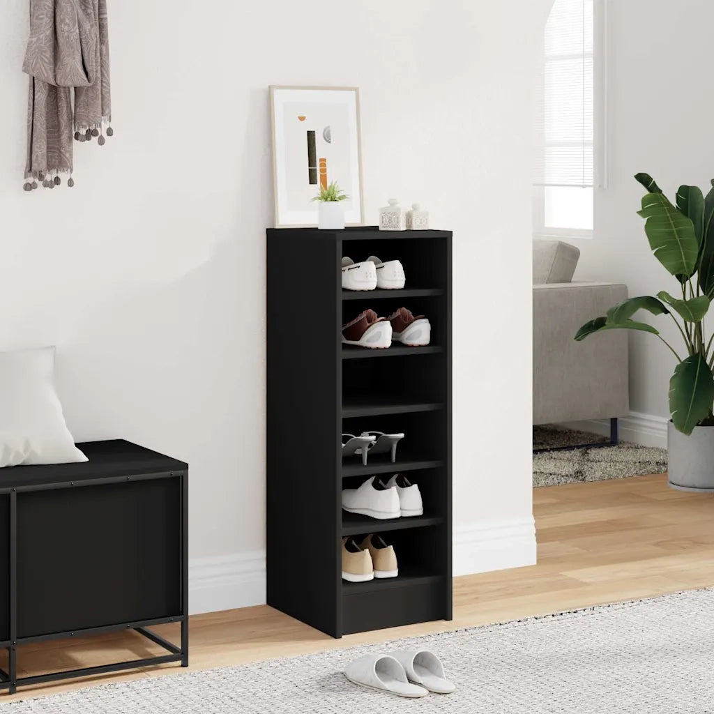 Scarpiera-Scaffale per scarpe Nera 31,5x35x90 cm in Truciolato