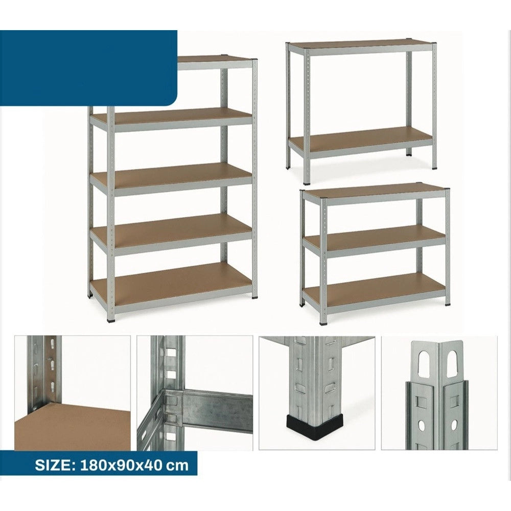 Trade Shop - Scaffale In Metallo Per Garage Scaffalatura Alta Portata 5 Ripiani Regolabili 90x40xh180cm -