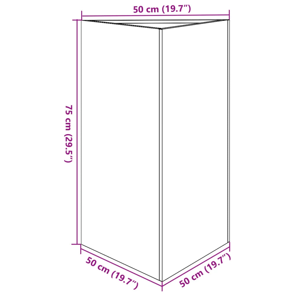 Fioriera rialzata triangolare per piante fiori e patio/giardino 50 x 43 x 75 cm acciaio bianco 02_0038815
