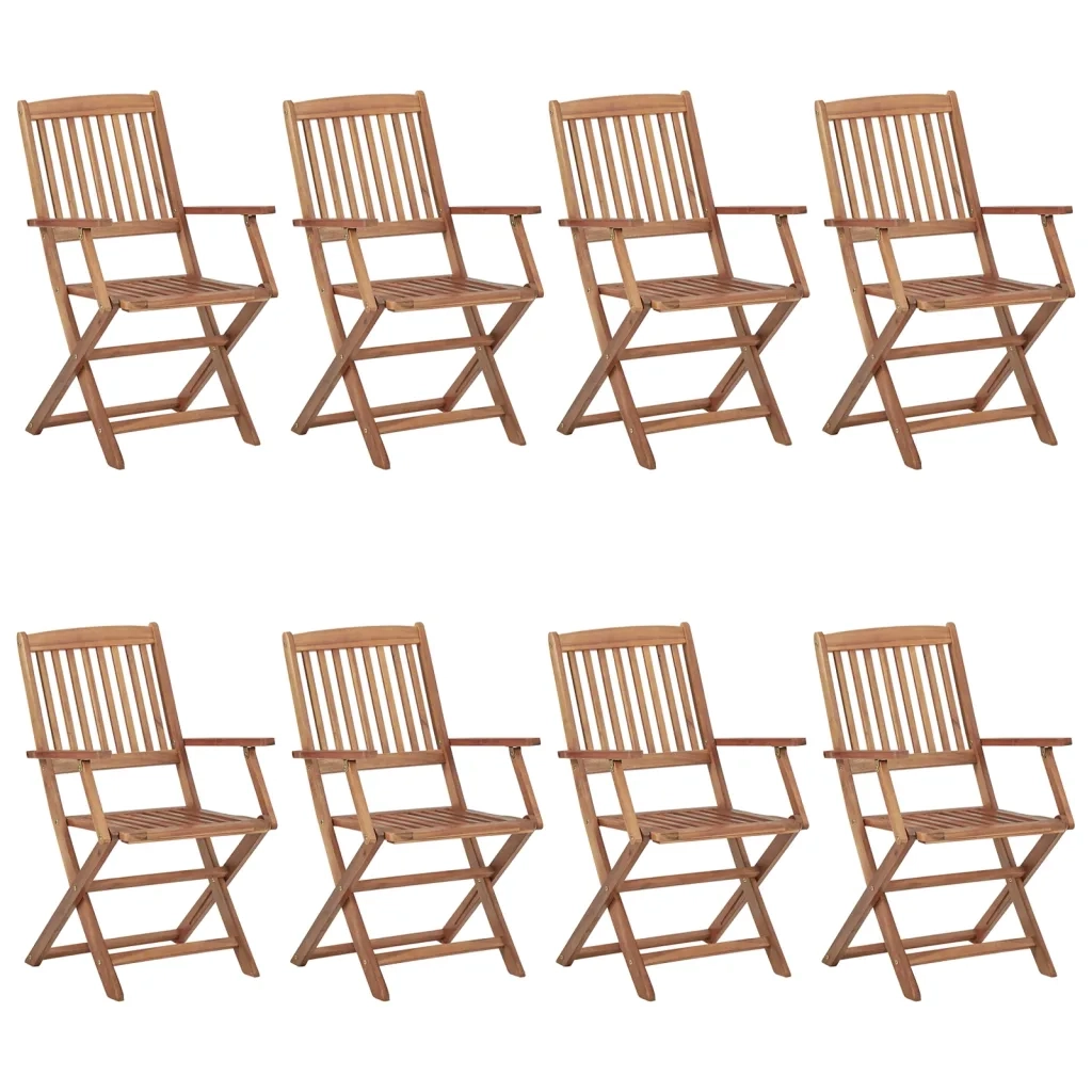 Sedie da Giardino Pieghevoli 8 pz con Cuscini Massello Acacia 3074982