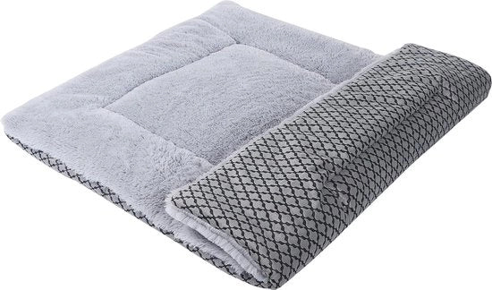 Matte per cani, morbida e calda, coperta per cani e gatti, divano per animali domestici (S (58 x 38 cm), piuma corta grigia)