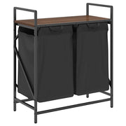 Cesto della Biancheria 2 Scomparti con Ripiano Rovere Marrone CFW9493401
