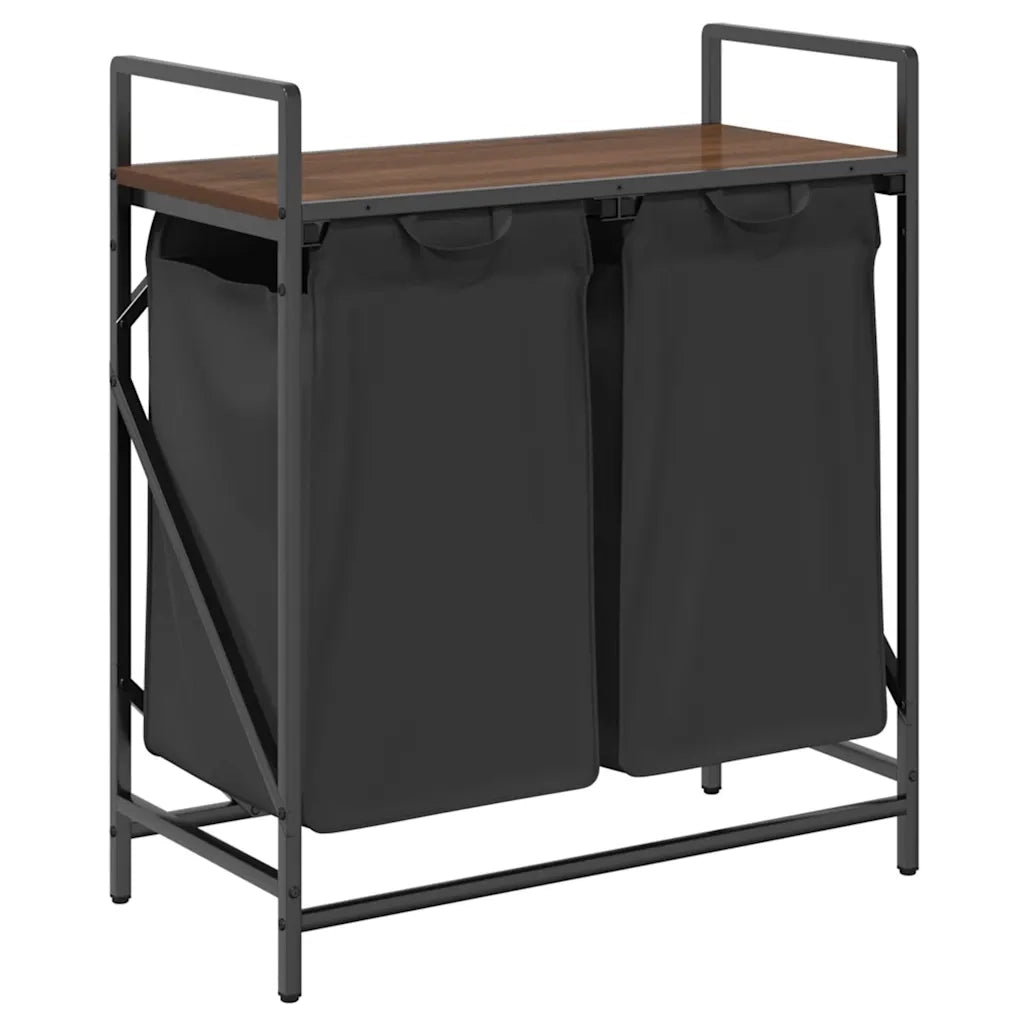 Cesto della Biancheria 2 Scomparti con Ripiano Rovere Marrone CFW9493401