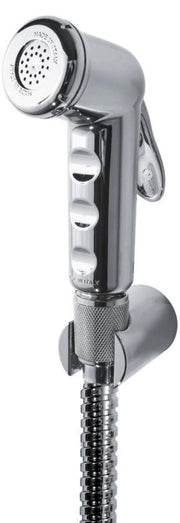 Bidet Handdouche Universale con Stop Valvola in ABS, e Maniglia Idraulica per Hydrobrush con 120 cm Slanga Flessibile e Supporto Murale in Acciaio Inox.