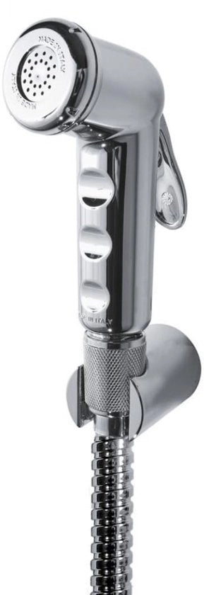 Bidet Handdouche Universale con Stop Valvola in ABS, e Maniglia Idraulica per Hydrobrush con 120 cm Slanga Flessibile e Supporto Murale in Acciaio Inox.