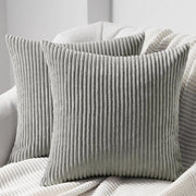 Set di 2 coprifuoco corduroy a strisce 50x50 cm grigio