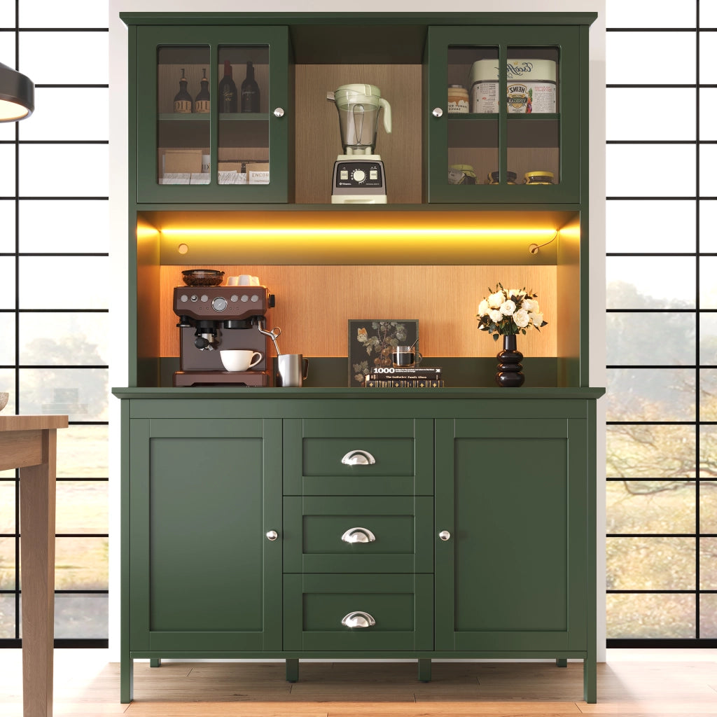 ARMADIO CUCINA 120x40x179 cm Verde in MDF con luci LED