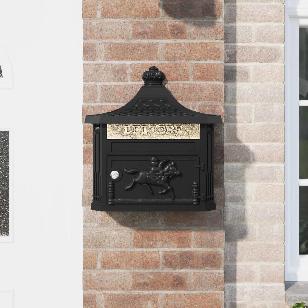 Cassetta Postale da Muro con porta Nero 40,5 x 16 x 45 cm 42023501