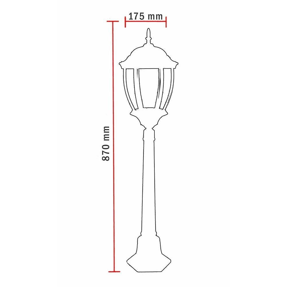 Trade Shop - Lampione Giardino Bronzo 870mm Lanterna In Vetro E27 Luce Esterno Alluminio Es39 -