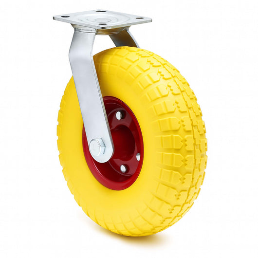 Ruota piroettante anti-foratura gialla 258x78mm max 150 kg con cerchio in metallo