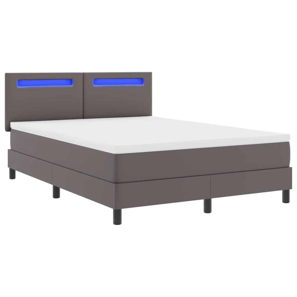 Letto a molle con materasso Grigio 140 x 200 cm Pelle sintetica 3339054