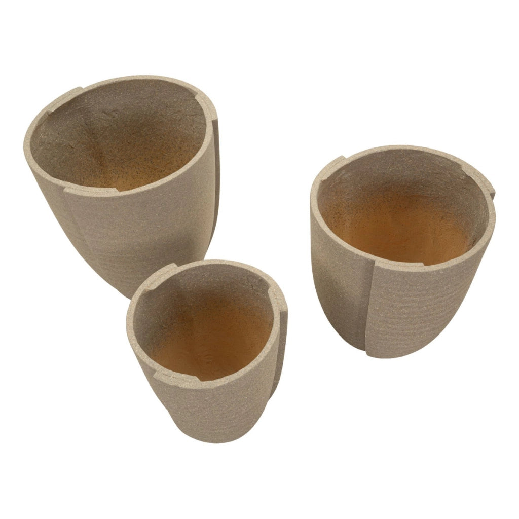 Set di 3 Vasi per Piante VKH1041, Grigio, Poliresina, 43x43x47 cm