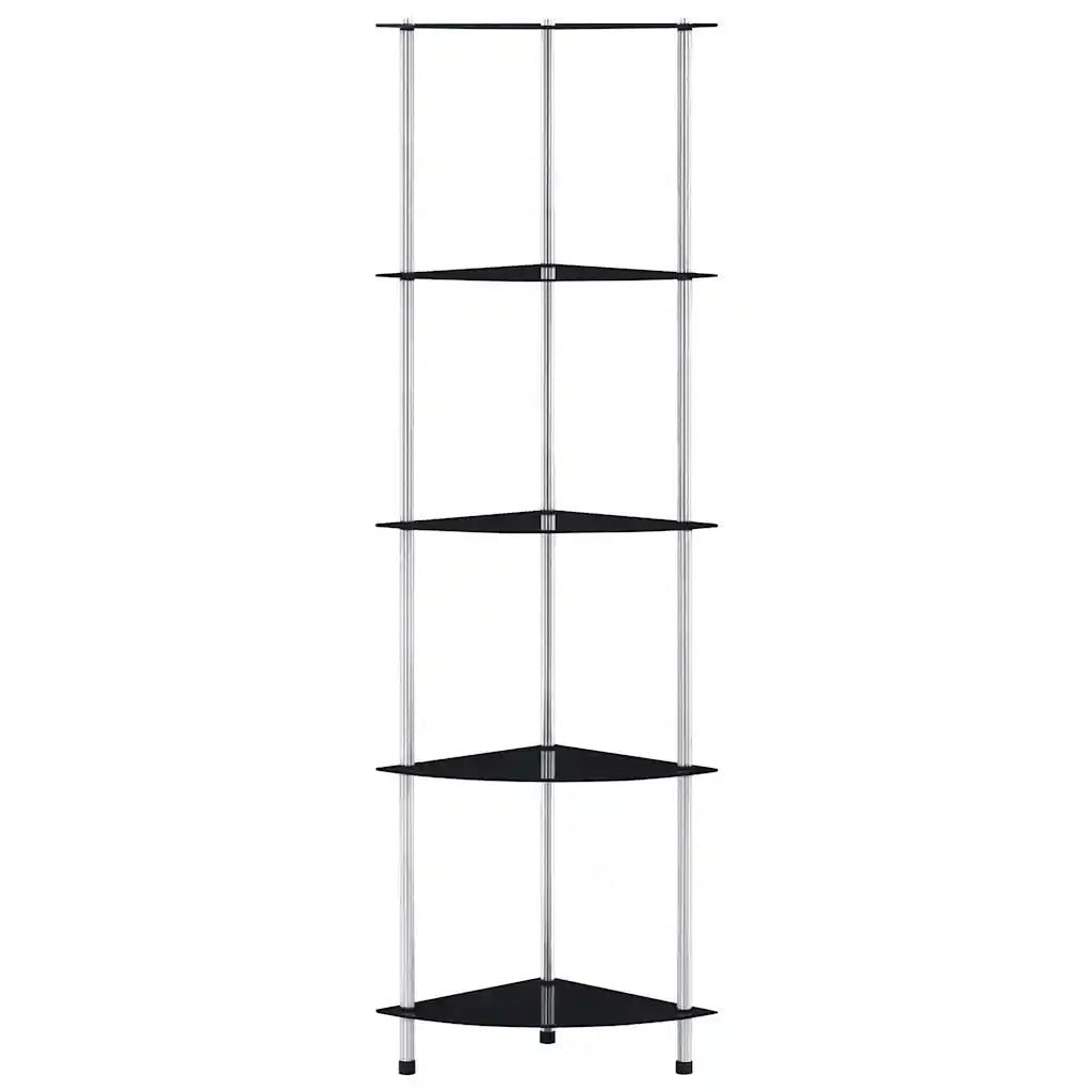 Scaffale a 5 Livelli Nero 30x30x130 cm in Vetro Temperato CFW5556129