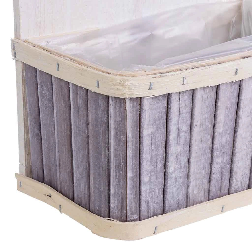 Supporto per fioriera quadrato in bambù grigio 21x10x29/11H cm