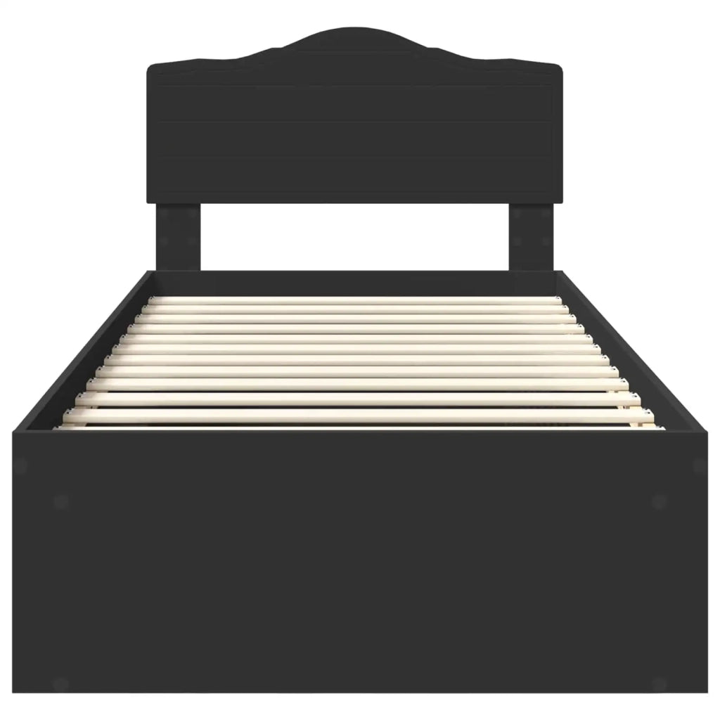 Struttura del letto con testiera Nero 90 x 190 cm Pino massello 3412953