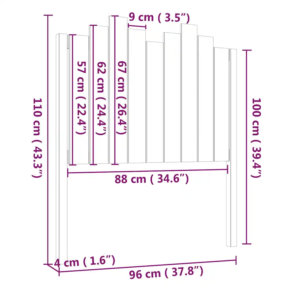 Testiera per Letto-Testata-Testiera Decorativa Nera 96x4x110 cm in Legno Massello di Pino