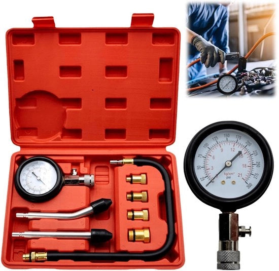 Kit di test della compressione per motori - Manometro a benzina - Strumento di misurazione della pressione compressa - Adatto per motori, auto e neve