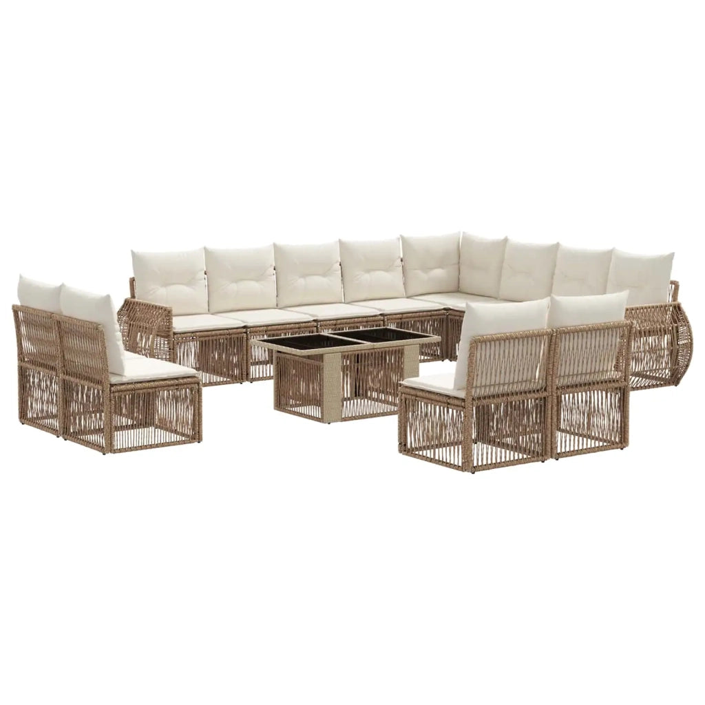 Set Divano da Giardino 13 pz Beige e Bianco Crema polyrattan 3437019