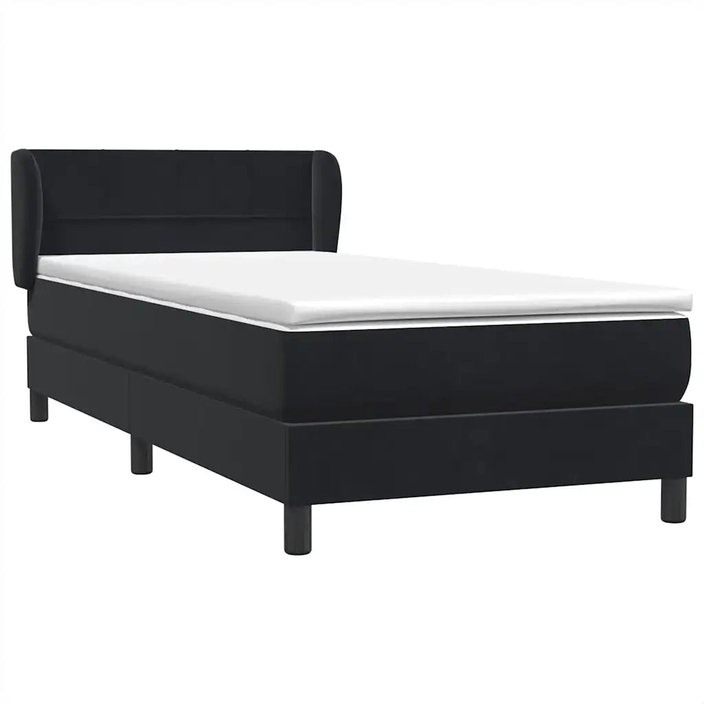 Giroletto a Molle con Materasso Nero 80x220 cm Velluto 3317549